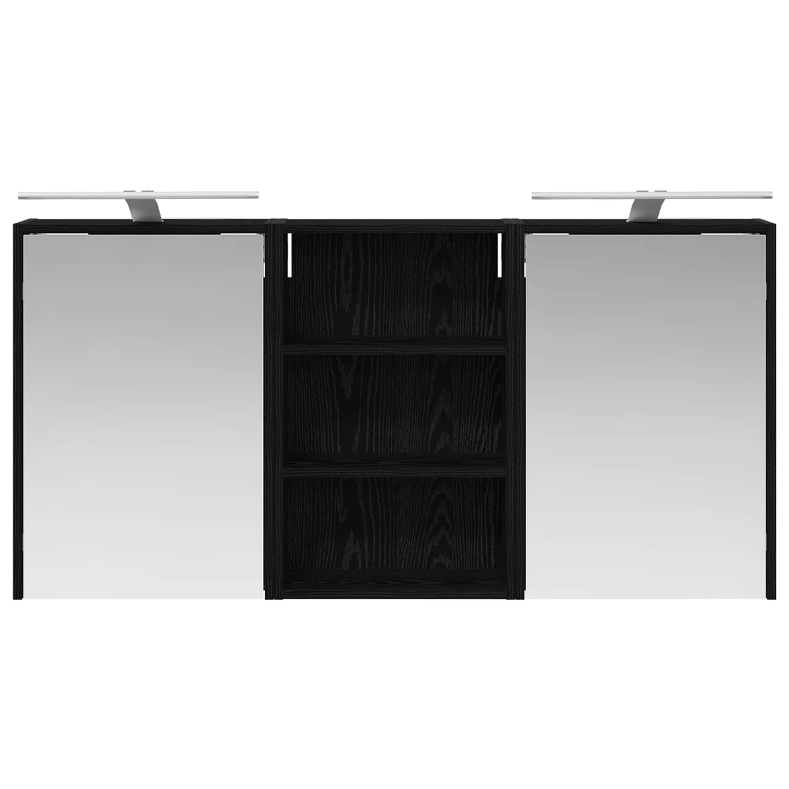 Zestaw szafek łazienkowych z materiału drewnopochodnego z 3 części, 126 x 16 x 62,5 cm, montowana na ścianie, z oświetleniem LED, miejscem do przechowywania, dwoje drzwi i dwukierunkowe