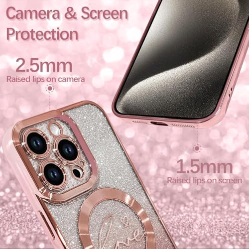 Image of ZIYE Magnetic Case Designed for iPhone 16 Pro Glitter Case-Pink