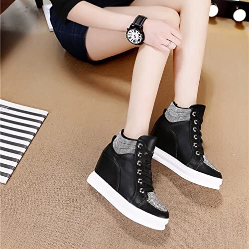 Ckrola Womens Fashion Platform Shoes Hidden Wedge Heel High Top Sneakers for Women Platform Boots Working Shoes Women 5