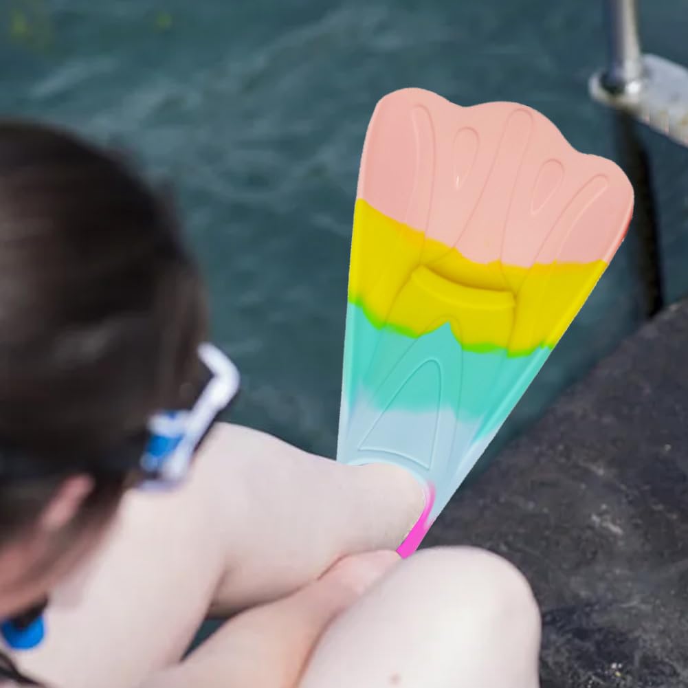 Zwemvinnen voor kinderen - heldere regenboog siliconen trainingsvinnen Zwemvinnen voor kinderen - heldere regenboog siliconen trainingsvinnen
