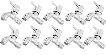 ZESTA Stainless Steel Brass Disc Turbo Bib Cock Tap with Flange (Standard; Silver) - Pack of 10