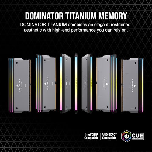 Image of CORSAIR Dominator Titanium RGB DDR5 RAM 96GB (2x48GB) 6000MHz CL30-36-36-76 1.40V AMD EXPO Intel XMP 3.0 Desktop Computer Memory - Gray (CMP96GX5M2B6000Z30)