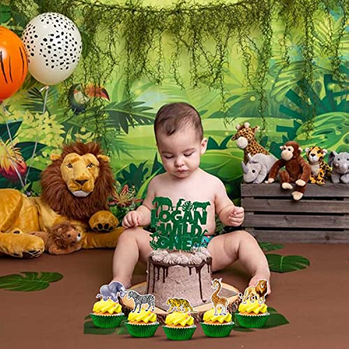 Image of Party Propz 14pcs Jungle Theme Cake Topper - Cupcake Toppers, Forest Pick, Animal Theme Birthday Decoration, Earth Tones