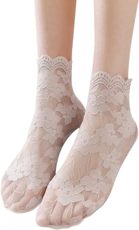 Women's Cotton Transparent Lace Socks For Spring and Summer_Pack Of 01