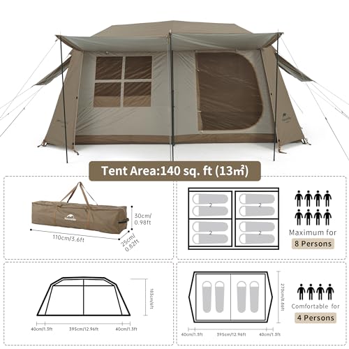 image for Naturehike Village Camping Tent,4/6/8 Person Tents for Camping, 60S Ea