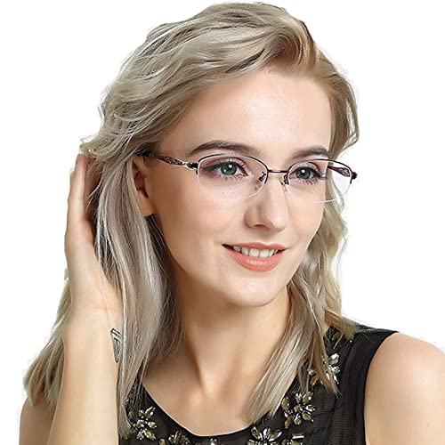 Progresywne wieloogniskowe okulary do czytania, fotochromowe szare okulary przeciwsłoneczne, modny damski czytnik komputerowy z półramką z metalu (kolor: czerwony, rozmiar: 2,75x)