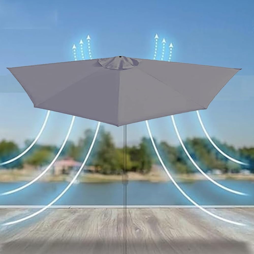 Half Round Patio Umbrella Replacement Canopy - 9ft & 10ft Waterproof Top Cloth, 5 Ribs for Wall Parasol, Durable Outdoor Umbrella Cover, Easy Install