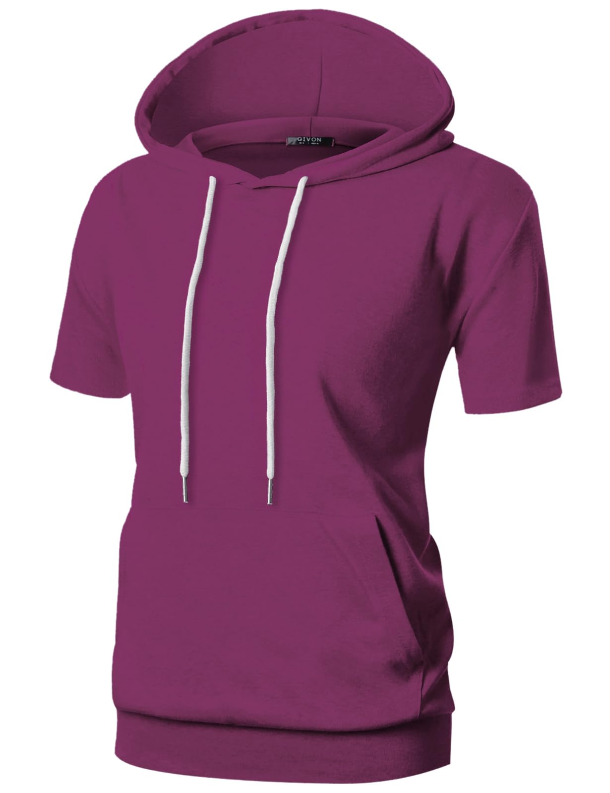 GIVON Women's Comfortable Short Sleeve Hoodie Pullover Hooded Sweatshirt with Kangaroo Pocket