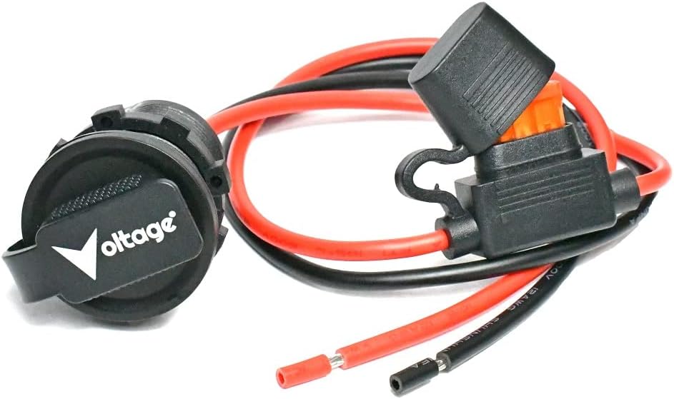 Voltage SAE Panel Mount Connector Socket with Fuse Waterproof SAE Quick Connect for Kayak, Boat, Solar Panel, Flush Mount 12AWG 18" V-SAE1250