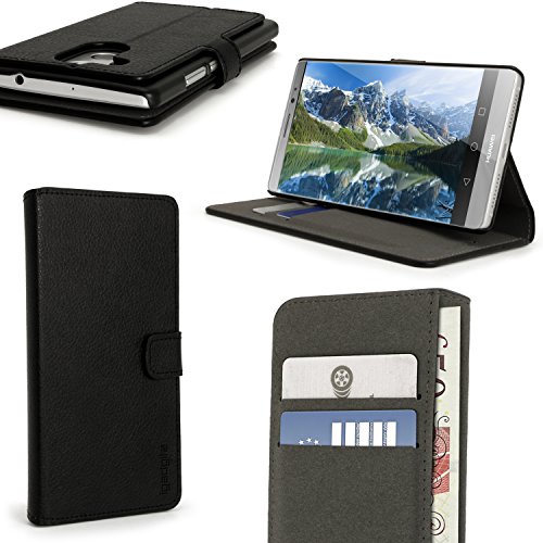 iGadgitz Premium Wallet Flip Black PU Leather Case Cover for Huawei Mate 8 NXT-L09 & Dual NXT-TL00 with Card Slots + Multi-Angle Viewing Stand + Magnetic Closure + Screen Protector