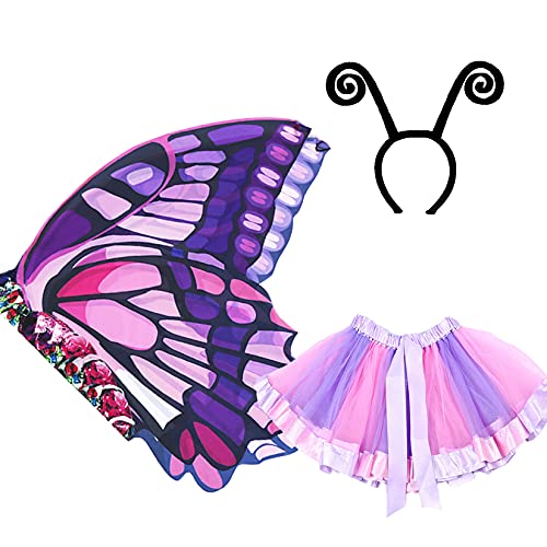 Rainbow kids butterfly wings costume for girls, butterfly dress u…