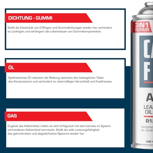 CARFIX, Kältemittel Ersatzgas r134a Auto Klimaanlage Nachfüllset - Klimaanlage Wohnmobil - entspricht 660g, 1 Dose, 3in1, 235g,