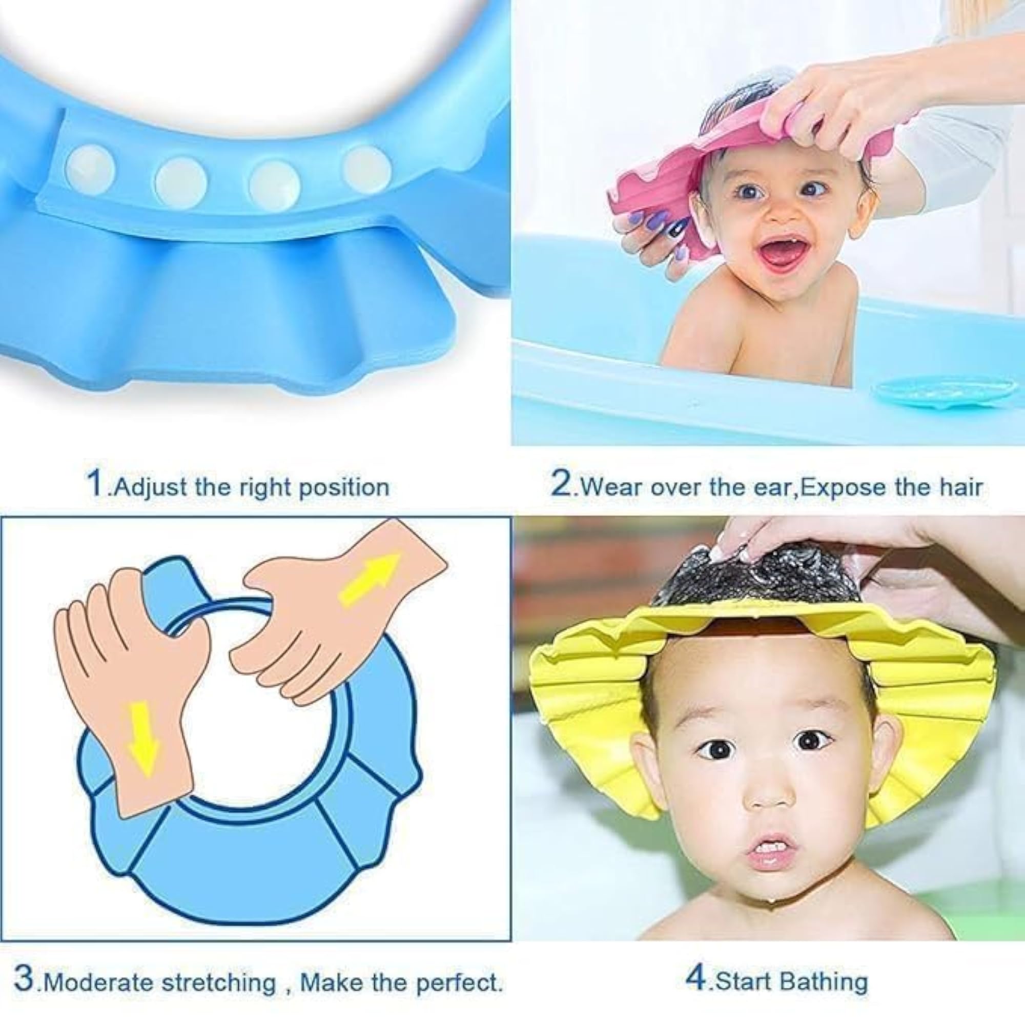 Baby Bath Shower Cap for Kids, Eye and Ear Protection