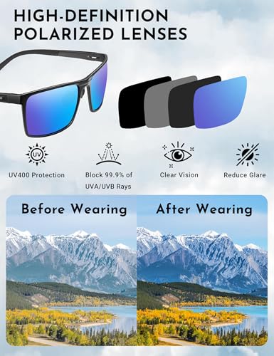 Image of BIRCEN Polarized Anti-Glare Sunglasses for Men: Lightweight Metal Wrap around Sun Glasses UV Protection for Driving Fishing