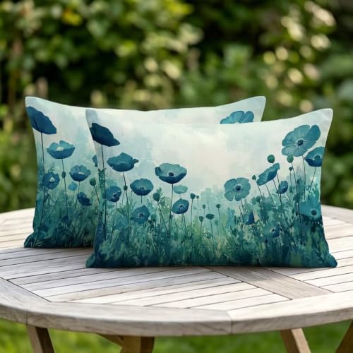 Housse de coussin extérieur imperméable 40x80cm lot de 2 rectangle - 6