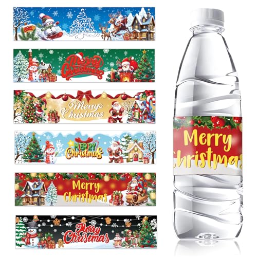 Christmas Water Bottle Labels Stickers Bottle Wraps Stickers,for Christmas Party Decorations Christmas Theme Snowman Santa Water Bottle Label