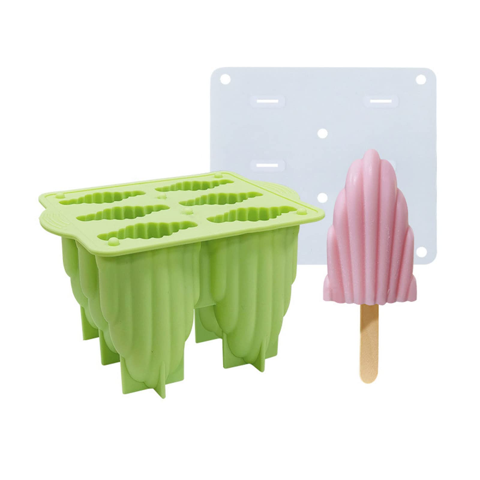 Moldes para polos， Molde de silicona for hacer helados con 6 cavidades, 3 colores a elegir(White)