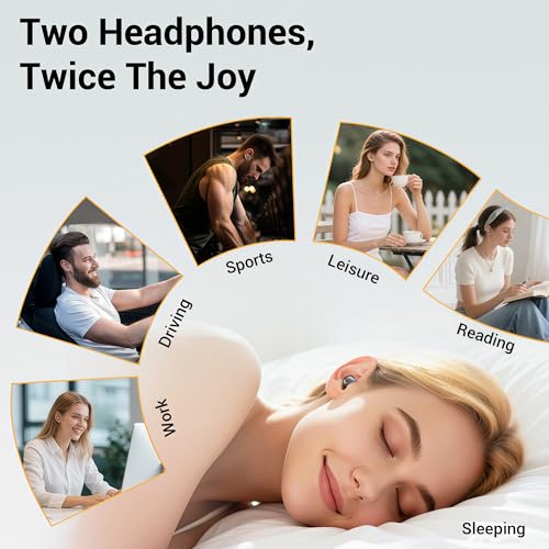 Image of 2-in-1 Wireless Earbuds Set, Open-Ear Clip & Mini Sleep Headphones, 36H Battery, Bass Sound, Ultra Comfortable, IPX5 Waterproof, Stylish for Work /Sport /Sleep