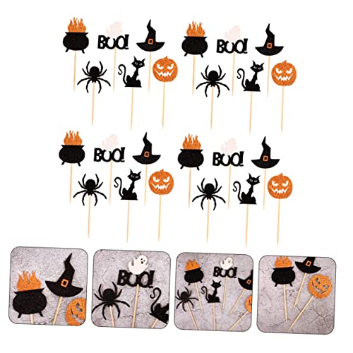 Wakauto 72 Peças Inserção De Bolo De Halloween Palitos De Dente Do Dia Das Bruxas Topo De Bolo Dia D