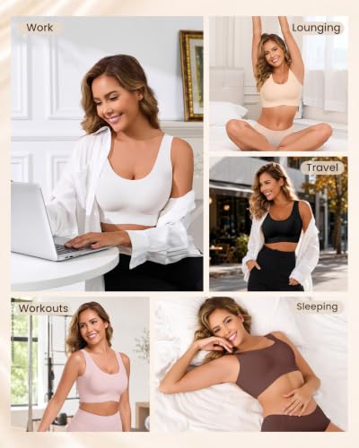 Image of Ubras Seamless Bras for Women Light Support Wireless Bralette Comfortable Soft Smooth Pull On T-Shirt Bras