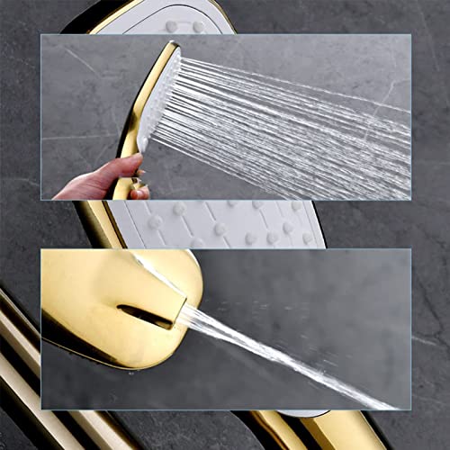 Robinet mitigeur de Bain-Douche mural chic et douchette à main or brossé