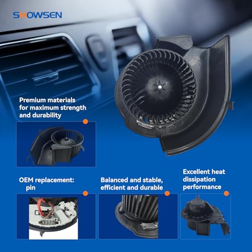 Image of SHOWSEN 75052 HVAC AC Heater Blower Motor with Fan for 2007-2014 BMW X5 | Compatible with 2008-2014 X6, Sport Utility, with Resistor OE# 64116971108, 64119229658
