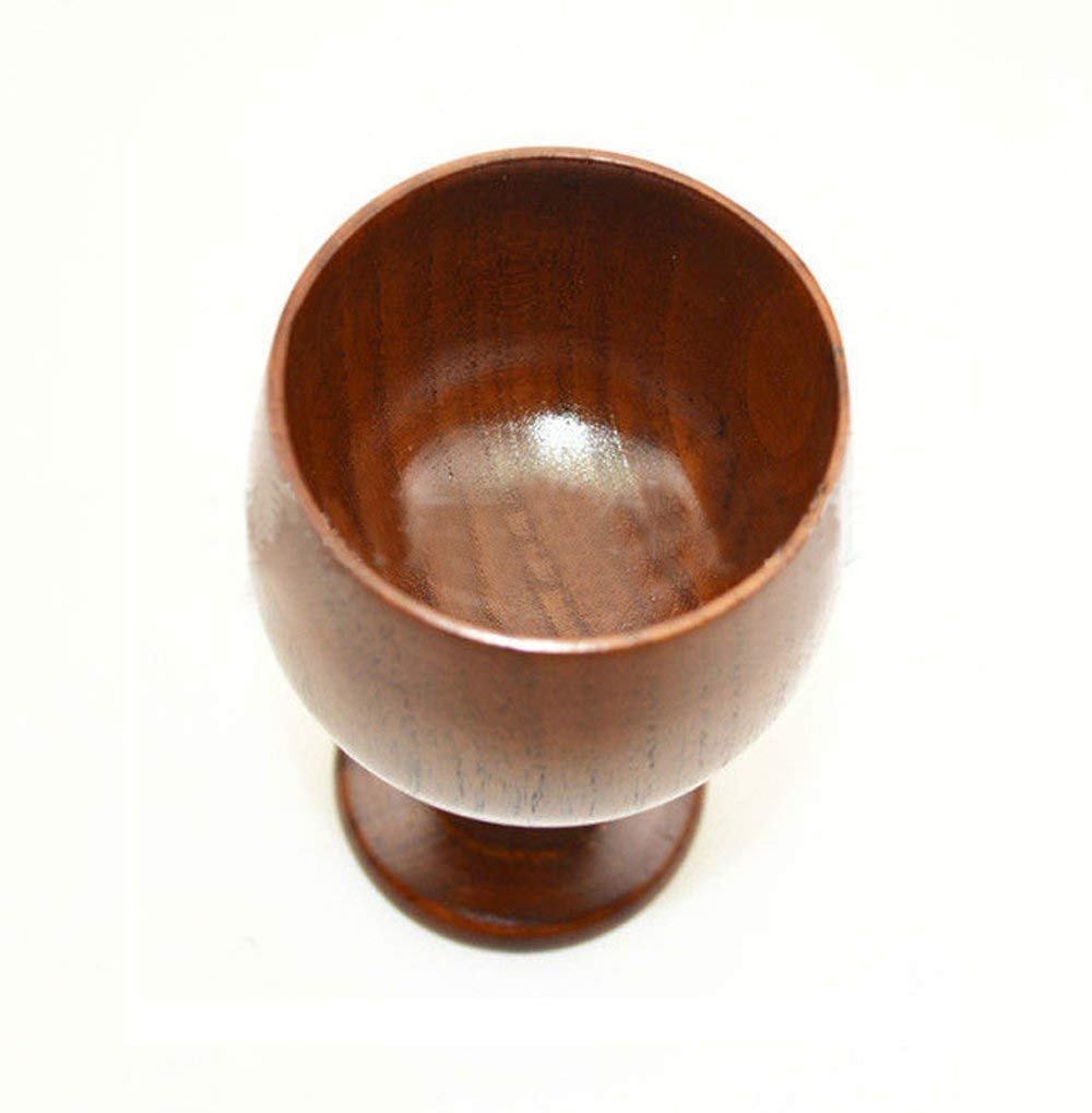 Natural Solid Wood Hand-made Wine Goblet Communion Chalice Cup for Drinking Dining Cup Drinkware Gift (140ml) (1 piece)