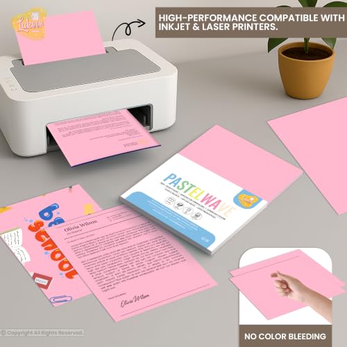 Image of Lakeer A4 Pastel Color Paper- Pastel Pink Colour, Pack of 50 Sheets | 150 GSM Thick For Arts and Crafts, Printing, DIY Projects, Etc