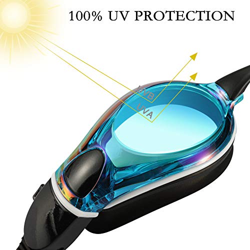 Aegend Swimming Goggles with Adjustable Bungee Strap, No Leak Anti-Fog UV Protection Mirrored Swim Goggles Adults (2 Pack) - image 5