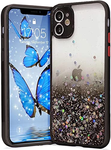 Image of VONZEE Case Compatible with iPhone 11 (6.1 inch), Non Moving Glitter Cover for Girls & Women Soft TPU Shockproof Anti Scratch Drop Protection Cover (Black)