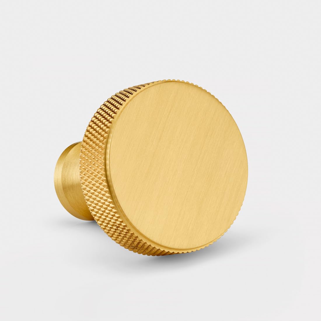Pushka Home Solid Brass Door Cupboard Knobs Round Knurled Edge Gold Silver Black Antique (Gold)