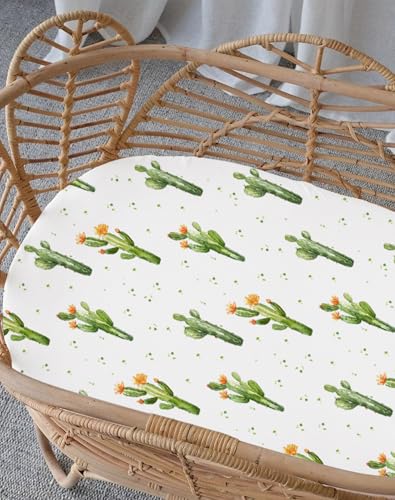 Image of Bassinet Sheets for Baby Girls Boys 2 Pack, Fitted Baby Mattress Sheet for Rectangle, Oval, Hourglass Bassinet Mattress, Breathable Cozy & Universal Fit (Desert Green, Bassinet Sheet)