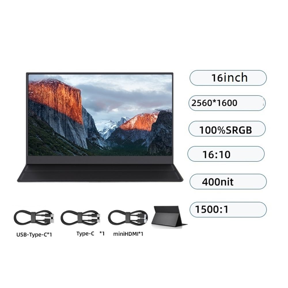 Schermo esterno for l'intrattenimento in ufficio da 16 pollici, risoluzione 2560 x 1600, schermo di espansione for laptop IPS 400 nit Monitor per Smart Working
