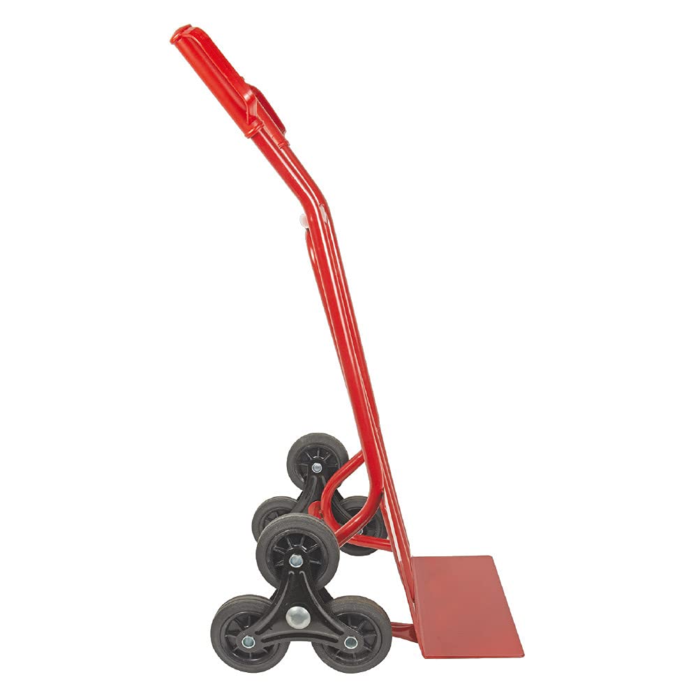 TRESTLES S01HS Rot Sackkarre | Treppensteiger | Sternräder | Stahlgestänge | pannensicheres Rad | 250 kg Tragkraft | Made in EU