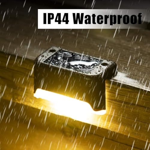 Image of Solar Deck Lights Outdoor Waterproof LED Step & Stair Lights for Fence, Garden, Patio, Yard, Auto Dusk to Dawn Warm White (1)