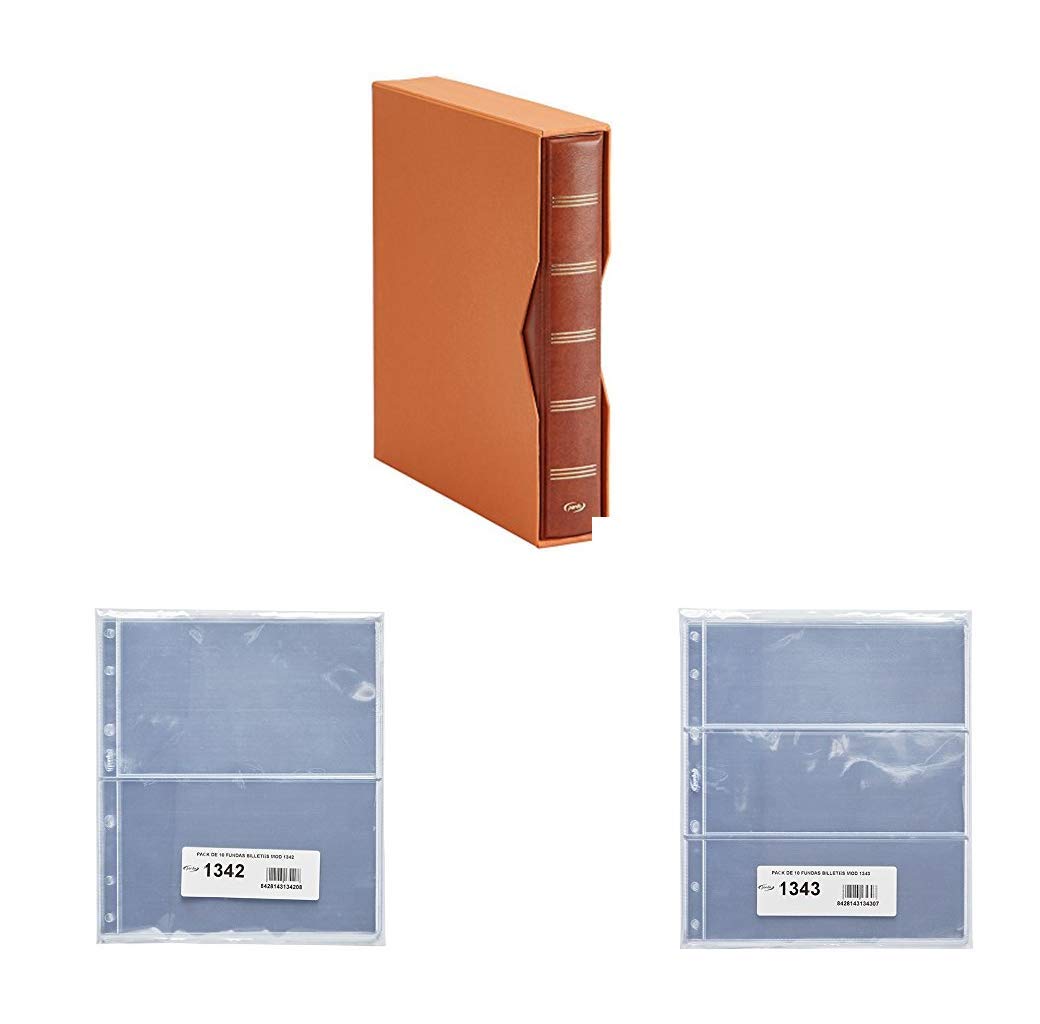 Pardo 1340 - Album Para Colección Billetes Universales + 10 Fundas 134200 + 10 Fundas 134300 (Marrón)