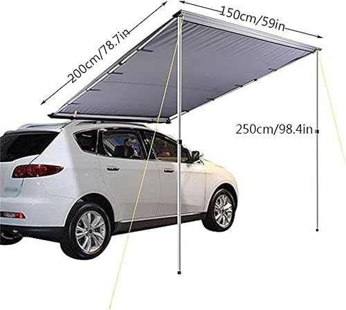 Miniatura 2 de Roof Rack Car Awning, Rooftop Portable Awnings, Side Car Tent with Adjustable Tarp Poles, Rain Sun Protection, for Minivan Hatchback Outdoor Travel