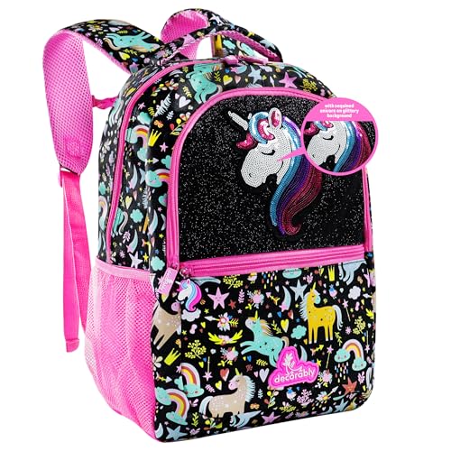 Decorably 16.5in Themed Kids Backpack with 3 Main...