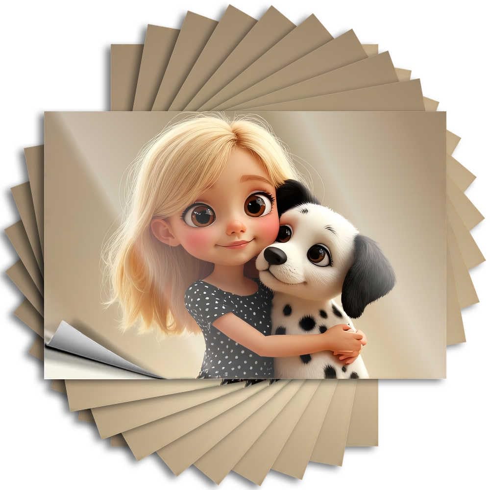 Fzfn Girls Colour Bumper Rubber Custom Stickers, Bottle Waterproof Hugging Her Spotted Dog For Hydro Flask | Coastal Vinyl Decals For Quick Holiday Gift(8X12cm)
