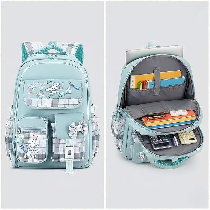 Image of Girls School Backpack Cute Pink Pastel Gradient Bag with Multiple Compartments Lightweight Durable Bookbag for Kids Students (purple bag)