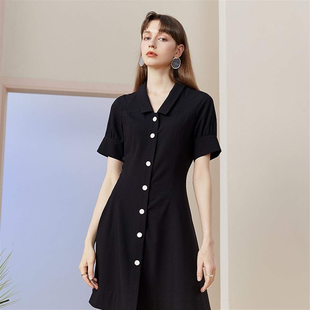 YWAWJ Vintage Women's Sexy Dress Long Sleeve High Waist Princess Mini Dresses Pencil Dress Casual Party Ball Gown Single Row Of Glazed Clasps Are Delicate In Details (Color : Blue, Size : S)