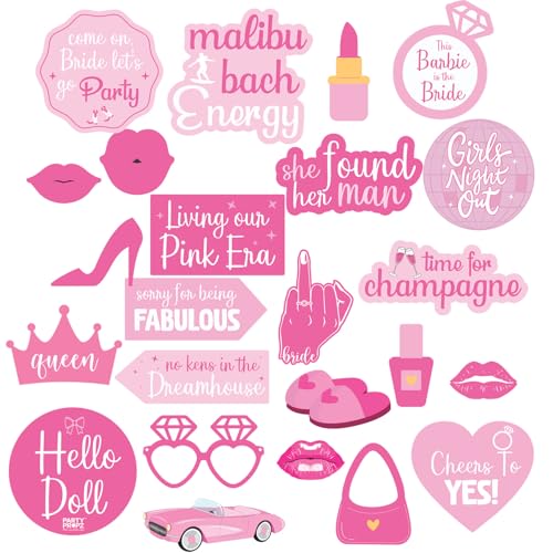 Image of Party Propz Bride to Be Props for Bachelorette Party - 47 Pcs Wedding Props for Bride to Be, Bridal Shower Decorations Kit, Bachelor Party (Cardstock)