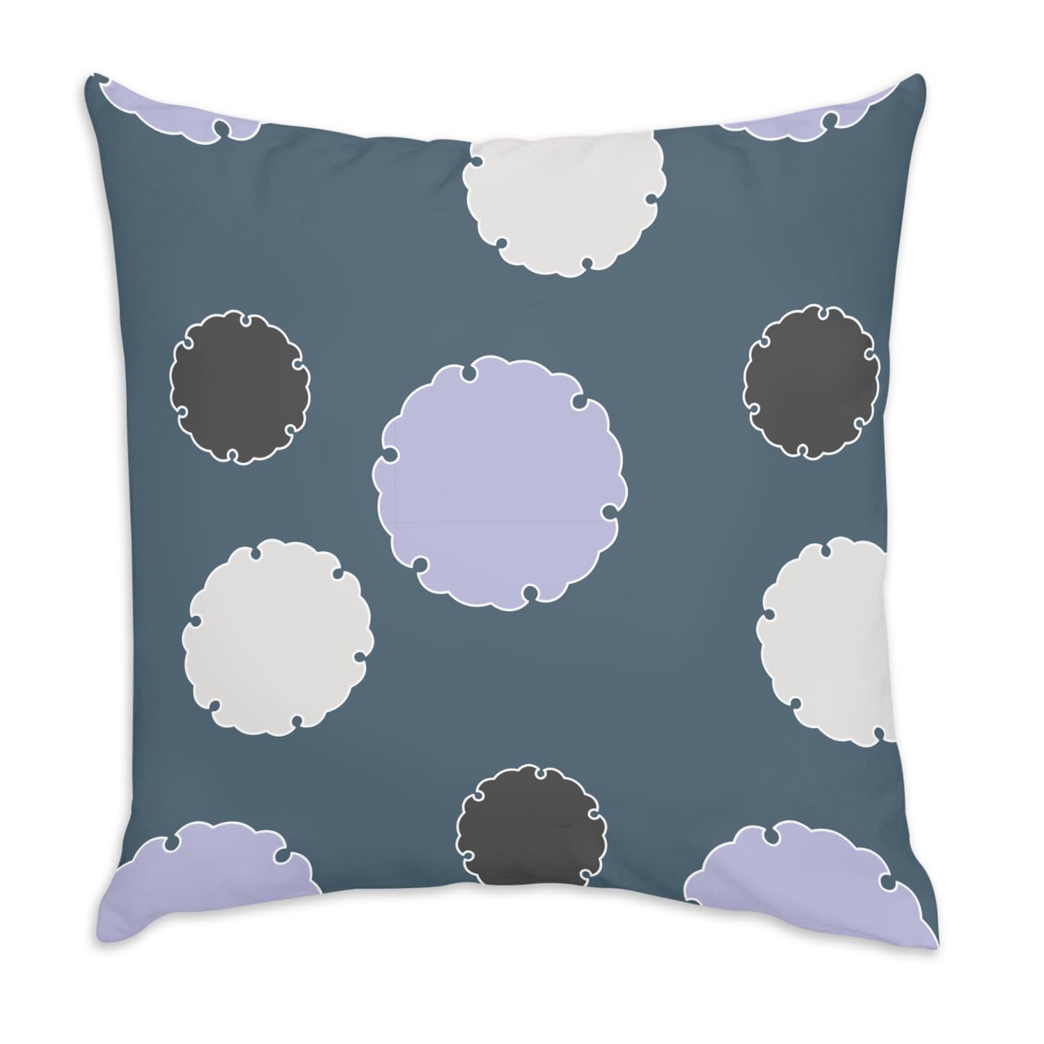 Coussin en velours blanc 40x40 cm Yukiwa bleu au motif geometrique