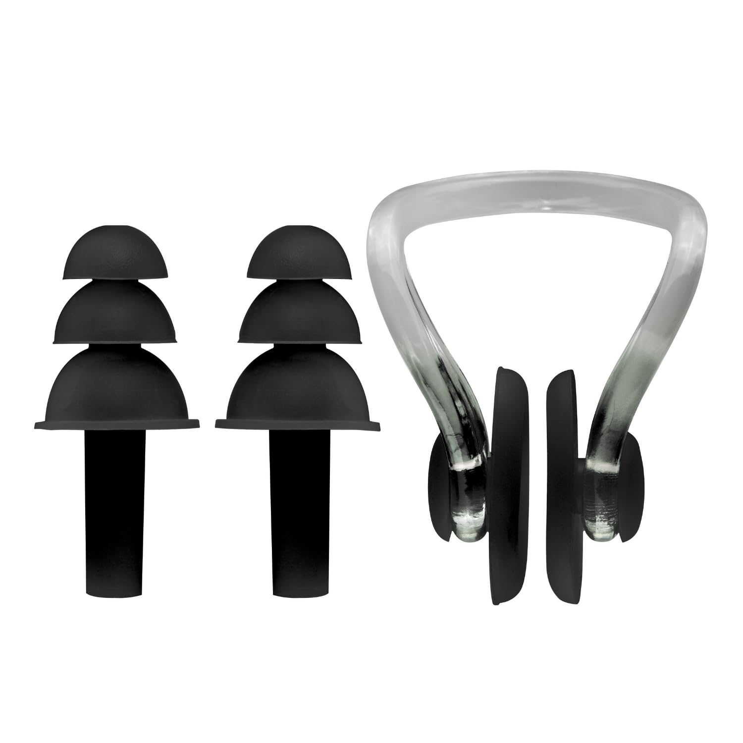 KARBD Nose Clip and Ear Plugs Set for Swimming Reusable Water Protection Earbuds Nose Plug Waterproof Soft Silicone Sleep Soundproofing Universal Earplugs for Travel Water Sports (Set of 1, Black)-image-48