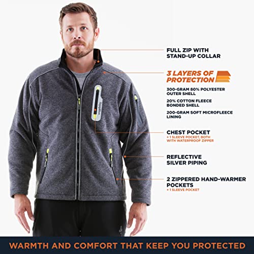 RefrigiWear Fleece Lined Extreme Sweater Jacket with Reflective Piping3