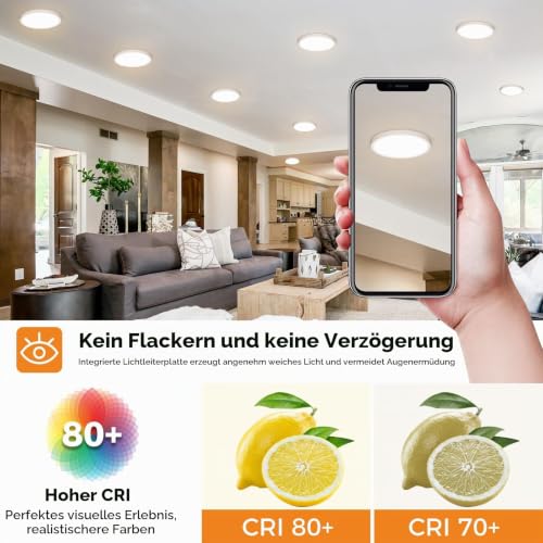 slochi Deckenlampe LED Deckenleuchte Flach, Ø18CM 3Farben 15W 1500LM Weiß – Ansicht 5