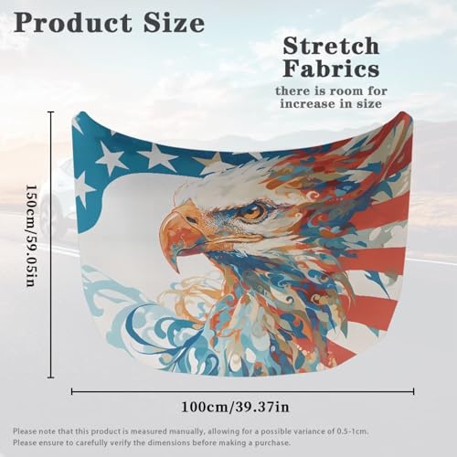 Image of USA Flag Bald Eagle Car Hood Cover Protector Car Hood Wraps Auto Patriotic Decorations Automotive Exterior Accessories for Most SUVs Sedans Trucks Jeep