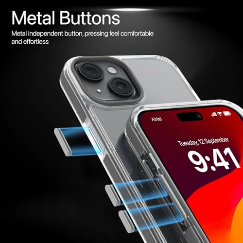 Image of Vaku Luxos Vortex MagPro Back Cover for iPhone 14 with Magnetic Alloy Ring Metal Kickstand Scratch Resistant Slim Thin Non Yellowing Military-Grade Protection Cover - White