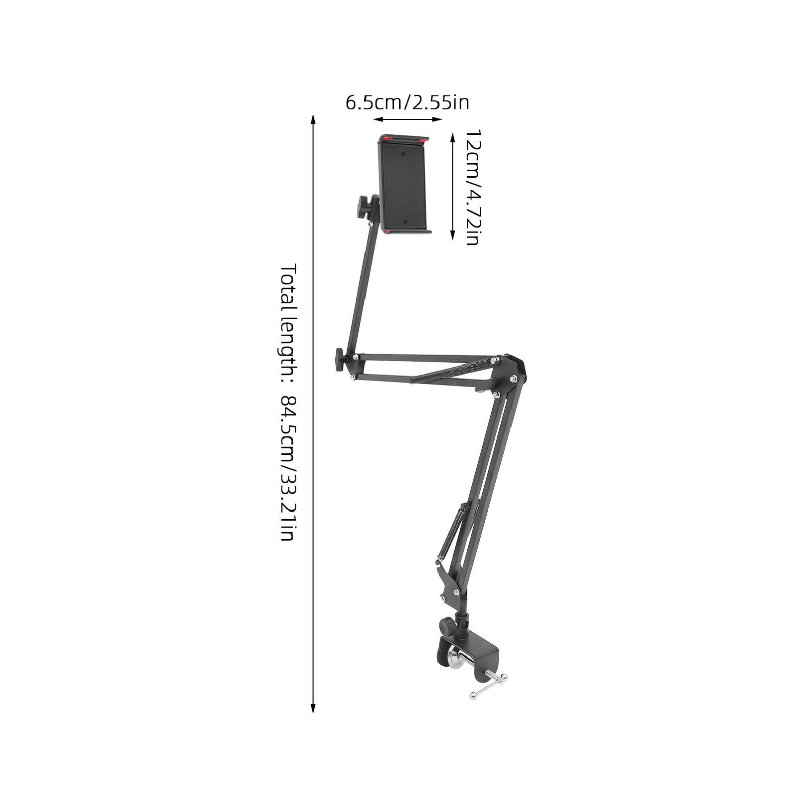 Metallische Tisch Tablette Halterung, Ausziehbar, Klappbar, Teleskopierbar | Schwarz, für Vertikale Flächen und Küchenschränke, 1 Stück, Verstellbare Blickposition