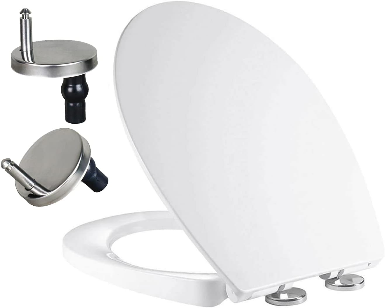 Mass Dynamic White Toilet Seat, Antislam Soft Close Toilet Seat, Quick